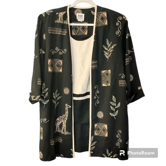 Women's R&M Richards by Karen Kwong Vintage Giraffe African Inspired Size 18 - Picture 1 of 16